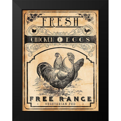 Chicken Eggs Black Modern Wood Framed Art Print by Grey, Jace