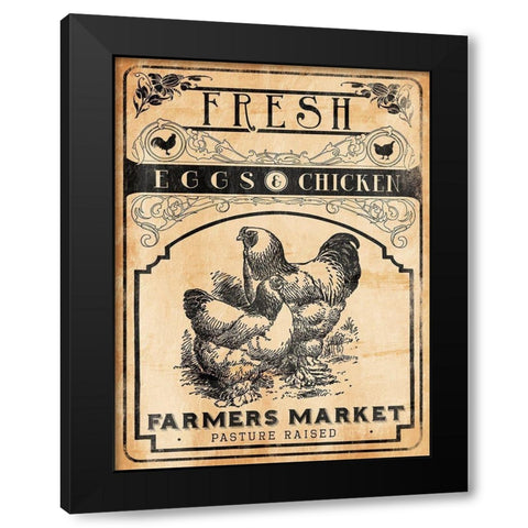 Eggs Chicken Black Modern Wood Framed Art Print by Grey, Jace