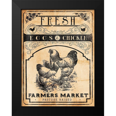 Eggs Chicken Black Modern Wood Framed Art Print by Grey, Jace