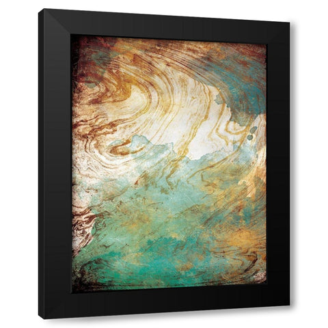 Golden Sea Marble Black Modern Wood Framed Art Print by Grey, Jace