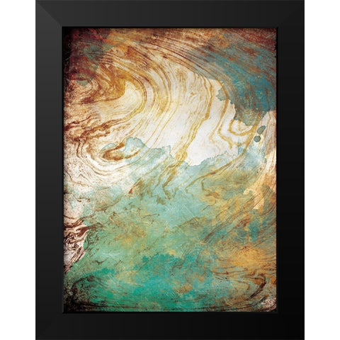 Golden Sea Marble Black Modern Wood Framed Art Print by Grey, Jace