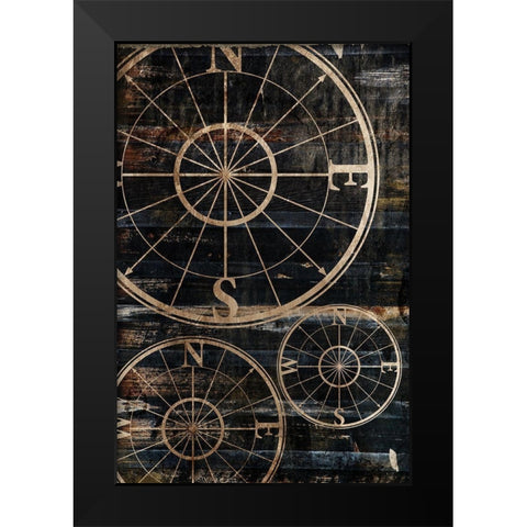 Wooden Compass Black Modern Wood Framed Art Print by Grey, Jace
