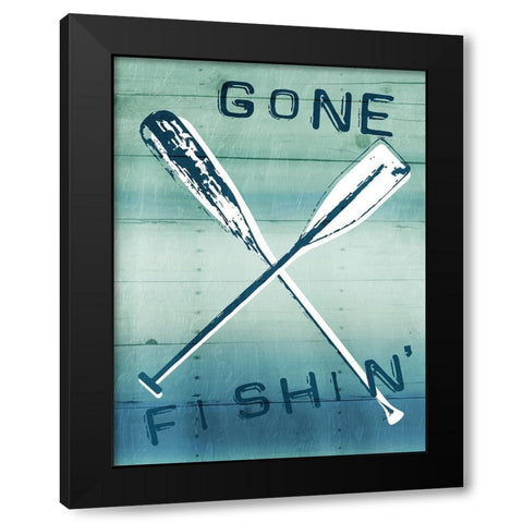 Gone Fishin Black Modern Wood Framed Art Print by Grey, Jace
