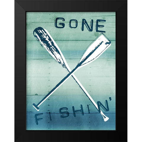 Gone Fishin Black Modern Wood Framed Art Print by Grey, Jace