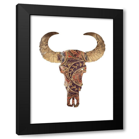 Colorful Skull Black Modern Wood Framed Art Print with Double Matting by Grey, Jace