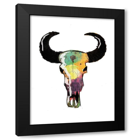 Watercolor Skull Black Modern Wood Framed Art Print with Double Matting by Grey, Jace