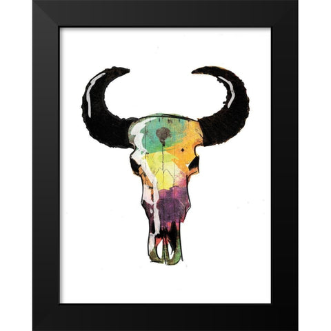 Watercolor Skull Black Modern Wood Framed Art Print by Grey, Jace