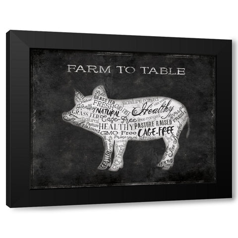 Farm To Table Pig Black Modern Wood Framed Art Print with Double Matting by Grey, Jace