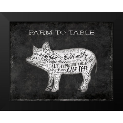 Farm To Table Pig Black Modern Wood Framed Art Print by Grey, Jace