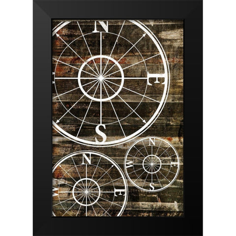 Compass Wood Black Modern Wood Framed Art Print by Grey, Jace