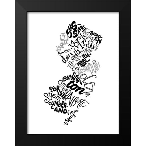 New Jersey Black Modern Wood Framed Art Print by Grey, Jace