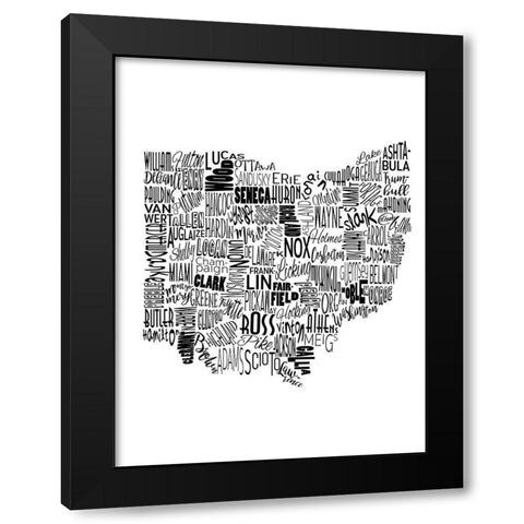 Ohio Black Modern Wood Framed Art Print by Grey, Jace