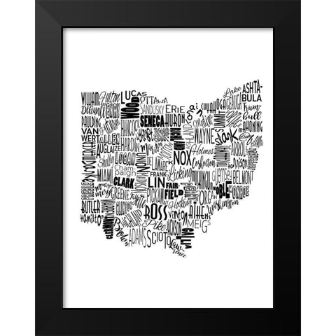 Ohio Black Modern Wood Framed Art Print by Grey, Jace