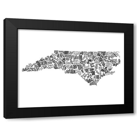 North Carolina Black Modern Wood Framed Art Print with Double Matting by Grey, Jace