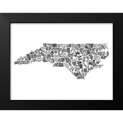North Carolina Black Modern Wood Framed Art Print by Grey, Jace