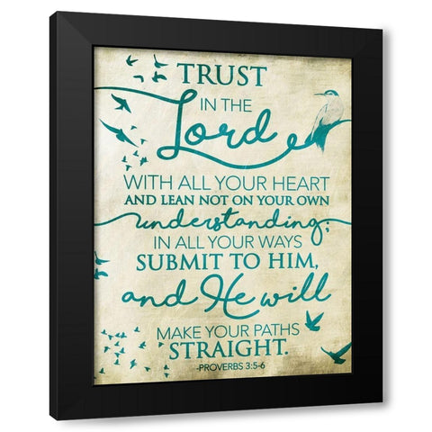 Trust Lord Birds Black Modern Wood Framed Art Print with Double Matting by Grey, Jace