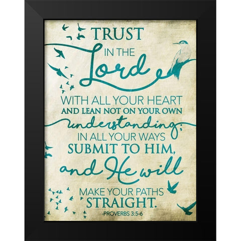 Trust Lord Birds Black Modern Wood Framed Art Print by Grey, Jace
