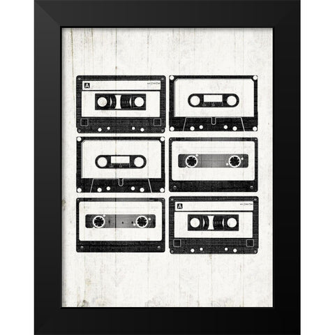 Tapes On Deck Black Modern Wood Framed Art Print by Grey, Jace