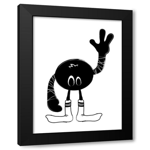 Hello Monster Black Modern Wood Framed Art Print by Grey, Jace