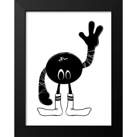 Hello Monster Black Modern Wood Framed Art Print by Grey, Jace