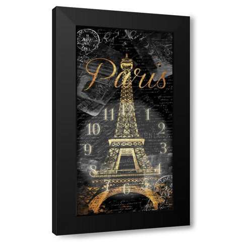 Paris Eiffel Time Black Modern Wood Framed Art Print with Double Matting by Grey, Jace