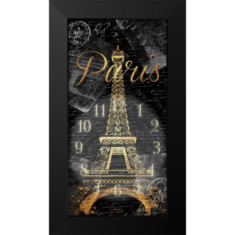 Paris Eiffel Time Black Modern Wood Framed Art Print by Grey, Jace