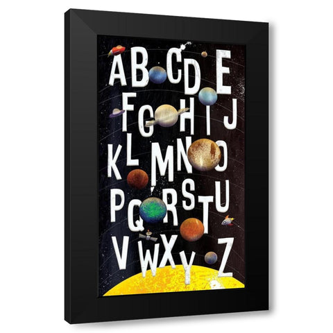 ABC Galaxy Black Modern Wood Framed Art Print with Double Matting by Grey, Jace
