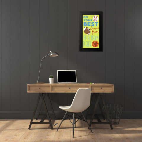 Sports Is Fun Black Modern Wood Framed Art Print by Grey, Jace