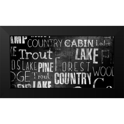 Lodge Words Black Modern Wood Framed Art Print by Grey, Jace