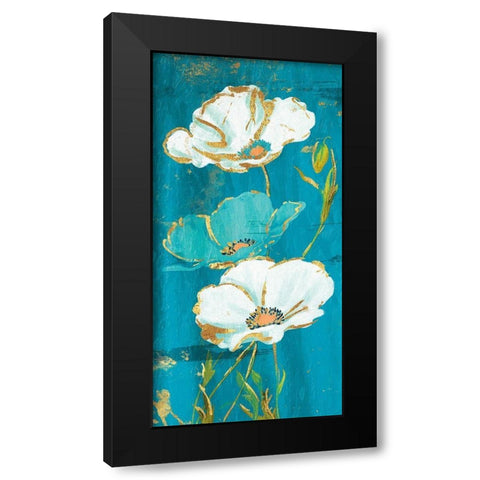 Teal Gold Florals Black Modern Wood Framed Art Print by Grey, Jace