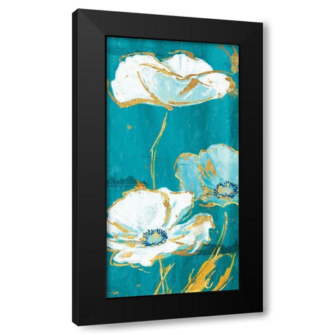 Teal Gold Florals Mate Three Black Modern Wood Framed Art Print by Grey, Jace