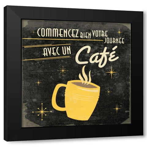 Coffee in French G2 Black Modern Wood Framed Art Print with Double Matting by Grey, Jace