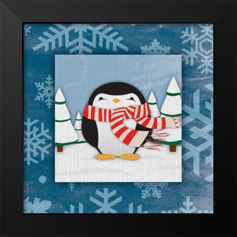 Penguin Black Modern Wood Framed Art Print by Grey, Jace