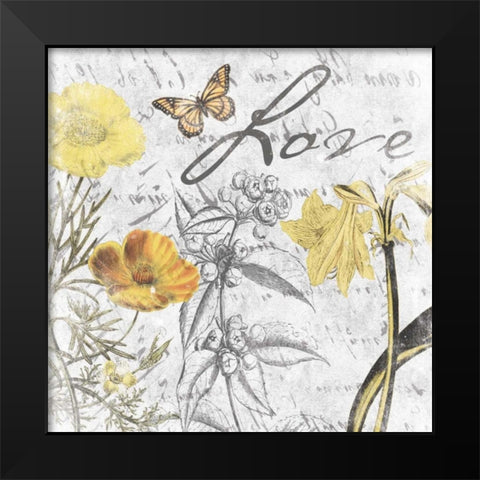 Love floral Black Modern Wood Framed Art Print by Grey, Jace