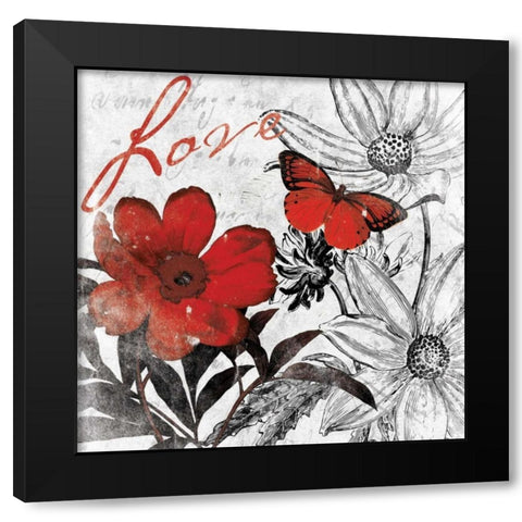Love floral Black Modern Wood Framed Art Print with Double Matting by Grey, Jace