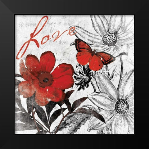 Love floral Black Modern Wood Framed Art Print by Grey, Jace