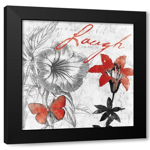 Laugh floral Black Modern Wood Framed Art Print with Double Matting by Grey, Jace