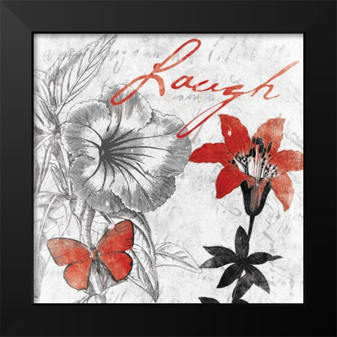Laugh floral Black Modern Wood Framed Art Print by Grey, Jace