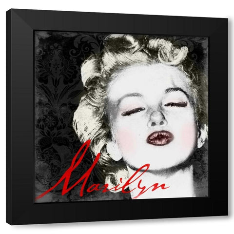 Marilyn Makeup 1 Black Modern Wood Framed Art Print with Double Matting by Grey, Jace