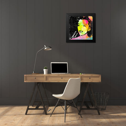 Marilyn Colorful Black Modern Wood Framed Art Print by Grey, Jace