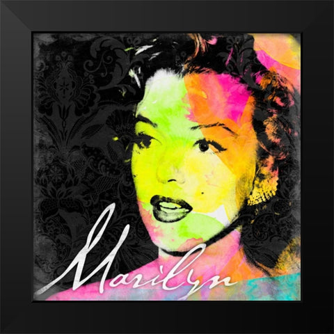 Marilyn Colorful Black Modern Wood Framed Art Print by Grey, Jace