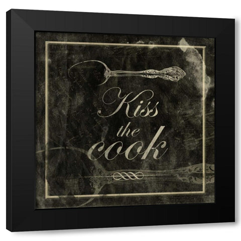 kiss the cook Black Modern Wood Framed Art Print by Grey, Jace