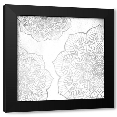 Silver Mandala Black Modern Wood Framed Art Print with Double Matting by Grey, Jace