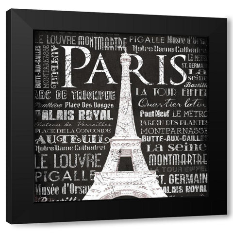 Paris Eiffel Black Modern Wood Framed Art Print with Double Matting by Grey, Jace