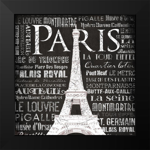 Paris Eiffel Black Modern Wood Framed Art Print by Grey, Jace