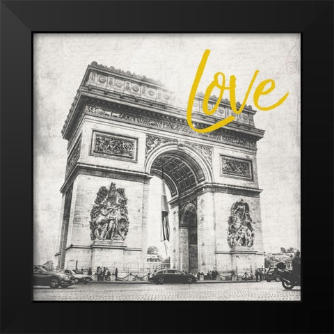 Paris Arch Yellow Black Modern Wood Framed Art Print by Grey, Jace