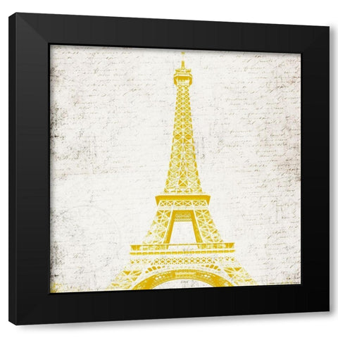 Paris Eiffel Yellow Black Modern Wood Framed Art Print with Double Matting by Grey, Jace