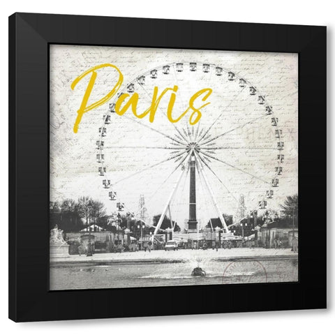 Roue De Paris Yellow Black Modern Wood Framed Art Print with Double Matting by Grey, Jace