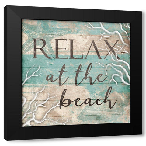 Relax Beach Black Modern Wood Framed Art Print with Double Matting by Grey, Jace