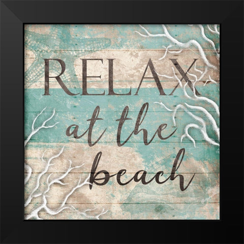 Relax Beach Black Modern Wood Framed Art Print by Grey, Jace